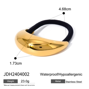 Waterproof gold stainless steel hair tie cuff for women with minimalist curved design