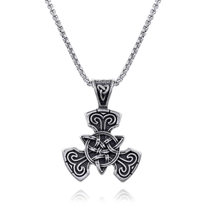 Pendentif nœud celtique vintage en acier inoxydable argenté vieilli style nordique