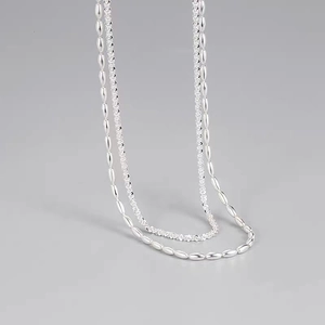 Layered Rice Bead And Gypsophila Chain Clavicle Necklace Copper Minimalist Elegant For Women