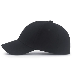Black fitted baseball cap with textured fabric and matching black 3D logo embroidery