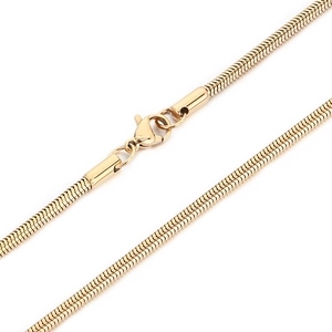Polished 18K gold-plated stainless steel round snake chain necklace with lobster clasp