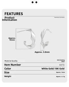Detailed size specifications for irregular S925 sterling silver liquid metal stud earrings