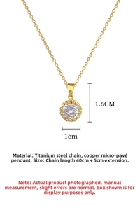 Detailed view of gold plated titanium steel chain with hollow zircon crystal pendant