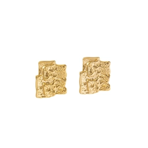 Elegant 18K gold plated titanium steel earrings with irregular textured metal surface