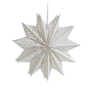 Lanterne étoile 3D en papier blanc avec motifs ajourés pour décoration de Noël scandinave