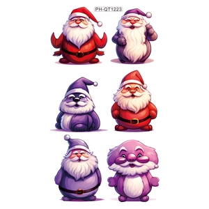 Cute cartoon Santa Claus wall stickers in red pink and purple for Christmas decoration