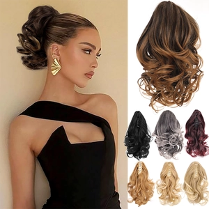 Claw Clip Ponytail Extension Wavy Curly Synthetic Hairpiece Heat Resistant Fiber Natural Looking Hairpieces For Women