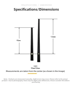 Detailed technical diagram of matte black clock hands measuring 95mm and 126mm