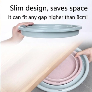 Foldable space-saving washbasin set in pink and blue for home and dormitory use