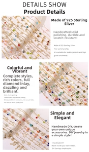 Detailed close-up of colorful enamel flower and bead charms on DIY jewelry chains