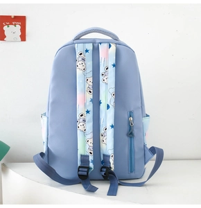 Light blue school backpack with breathable S-shaped straps and hidden anti-theft zipper