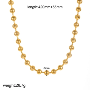 Details der 8 mm Goldperlenkette mit 420 mm Länge und einem Gewicht von 28,7 g