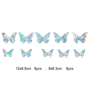 Rainbow prism butterfly suncatcher window stickers in 10pcs set showing two sizes