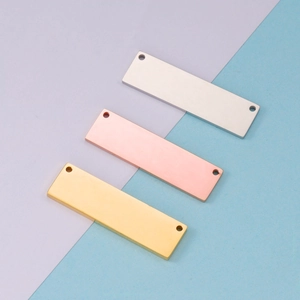 Stainless Steel Rectangular Bar Pendant Connector With Double Holes Mirror Polished DIY Jewelry Making Blank Tag
