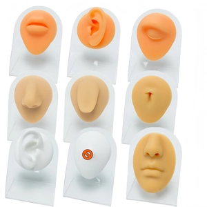 Realistic Silicone Human Body Part Model Nose Ear Eye Mouth Navel Tongue Piercing Practice Model Medical Teaching Display Prop