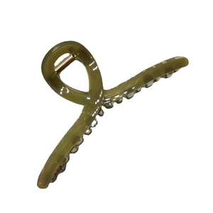 Elegant olive green jelly hair claw clip with metal spring for a stylish french look