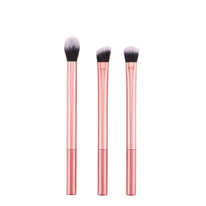 Lot de 3 pinceaux de maquillage avec manches or rose et poils synthétiques dégradés