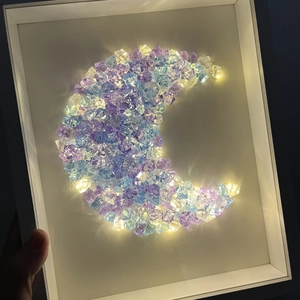 DIY Crystal Mosaic Night Light Handmade LED Picture Frame Moon Heart Butterfly Desktop Decorative Art Gift