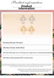 Detailed view of zircon-inlaid cross pendants in gold and silver for DIY jewelry making