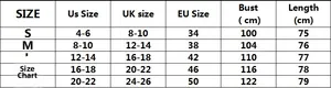 Size chart for women's summer polo shirt showing US, UK, EU measurements from S to 2XL