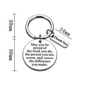 Engraved stainless steel thank you keychain with inspirational quote for appreciation gifts