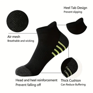 Men's breathable mesh athletic ankle socks in black with reinforced cushioning and support