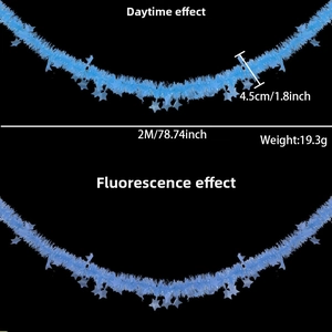 Detailed comparison of 2m blue neon star garland in daylight and fluorescent night mode
