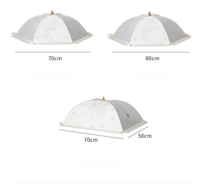 Cloches alimentaires pliables en maille blanche de différentes tailles pour tables