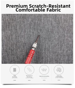 Detail view of scratch-resistant, breathable gray Oxford fabric for men's computer backpack