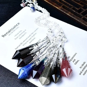 Natural Crystal Pendulum Necklace Hexagonal Prism Gemstone Point Beaded Chain Divination Meditation Healing Jewelry For Women Men