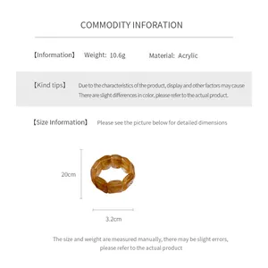Size specifications of the 3.2cm wide acrylic elastic bracelet weighing 10.6g