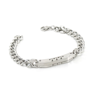 Bracelet gourmette pour homme en acier inoxydable avec barre géométrique élégante