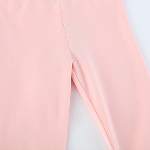 Pink cotton stretch leggings for girls with reinforced crotch stitching details