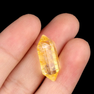 Polished golden citrine double point hexagonal crystal column pendant for jewelry making
