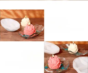 Dettaglio dello stampo in silicone a fiore con trama flessibile per candele fai-da-te