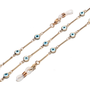 Evil Eye Glasses Chain Alloy Enamel Beads Decorative Eyewear Holder Strap With Silicone Loops Women Fashion Accessories