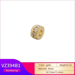Perle d'espacement roue en laiton doré avec zircone cubique pour bijoux artisanaux