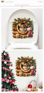 Detailed Christmas mouse wall sticker showing festive hamster hole design on walls