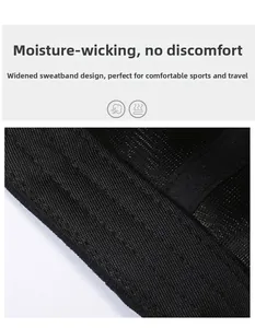 Macro shot of widened sweatband with breathable moisture-wicking fabric on baseball cap