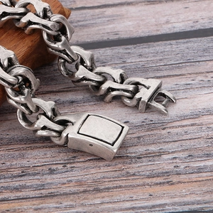 Vintage 15mm Panzerarmband für Herren aus Edelstahl mit antikem Retro-Finish