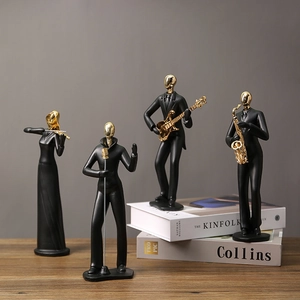Figurines De Musicien Moderne Minimaliste Abstraite Musique Statue Résine Bande Ornements Pour Maison Bureau Décor De Bureau
