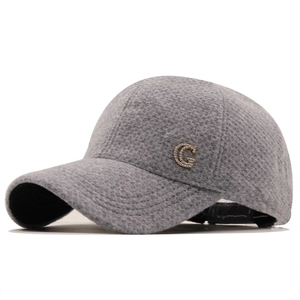 Dark grey corduroy baseball cap for women with rhinestone G logo detail in vintage style