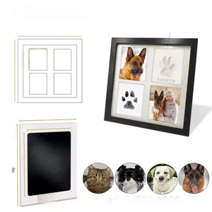 Detailed size specifications for DIY pet paw print photo frame and clean-touch ink pad
