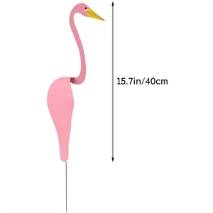 Pink metal flamingo garden stake measuring 15.7 inches or 40cm in total height