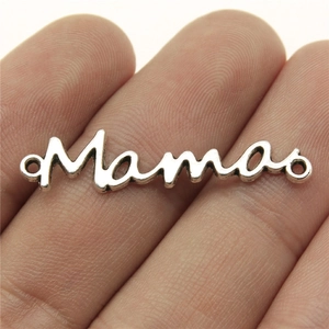 Antique silver Mama script pendant connector for DIY jewelry necklaces and bracelets