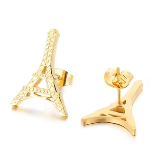 Boucles Oreilles Acier Inoxydable Géométrique Coeur Tour Eiffel Hexagone Minimaliste Mode Bijoux Pour Femmes