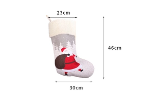 Detailed size chart of Christmas stocking showing height 46cm and width 23cm on white backdrop