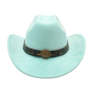 Chapeau de cow-boy bleu clair classique en daim avec une boucle étoilée