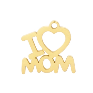 Pendentif doré I Love Mom en acier inoxydable pour colliers et boucles d'oreilles