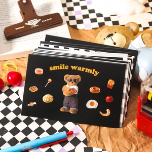 Vintage bear theme boxed postcards with cool black artistic cards on craft paper